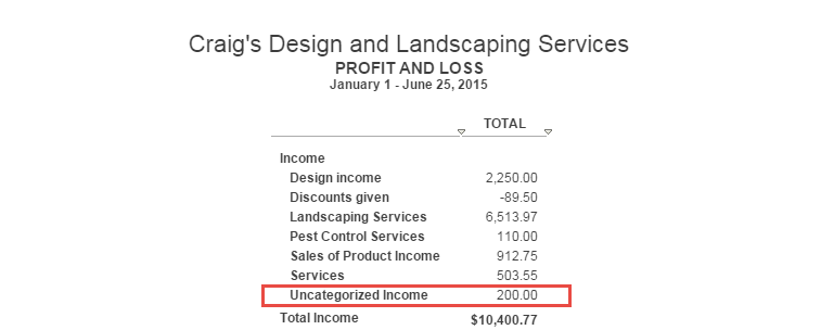 uncategorized income and expense