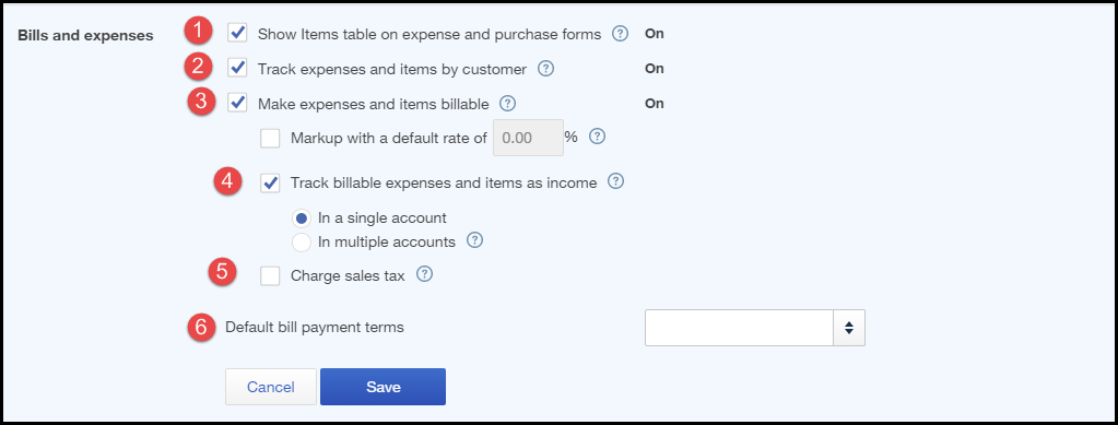 How to customize expense settings in QuickBooks Online