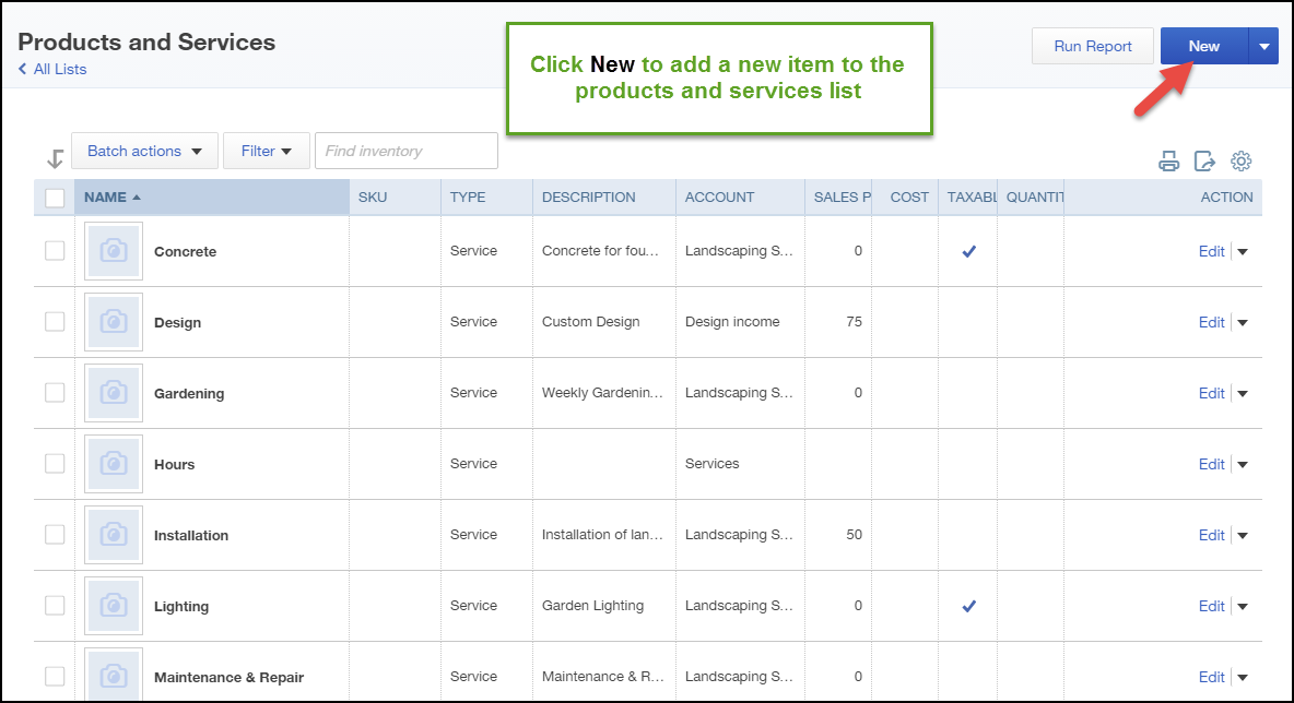 How to Set Up Products and Services List in QuickBooks Online