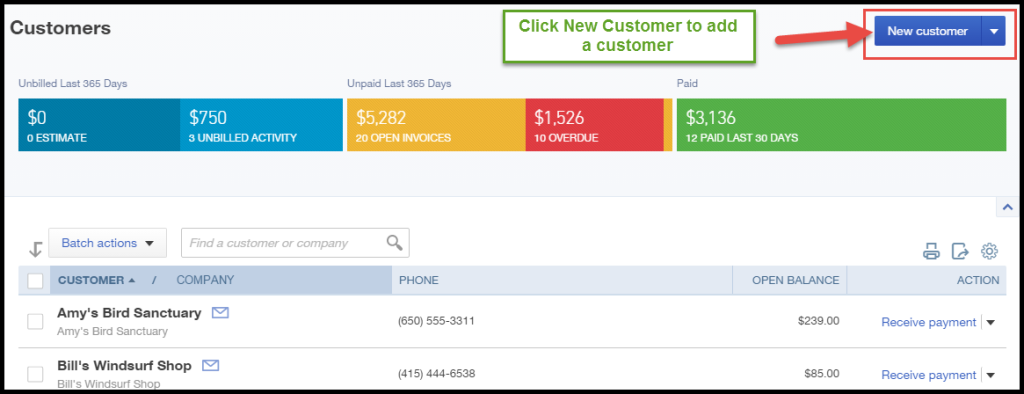 How to add customers in QuickBooks Online