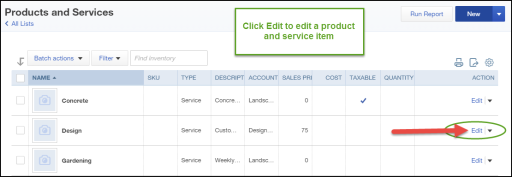 How to set up the products and services list in QuickBooks Online 