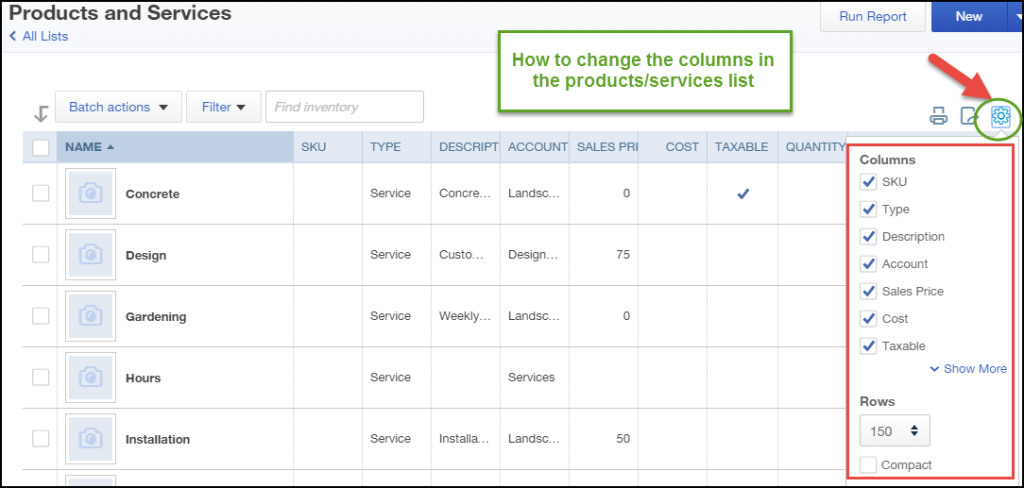 How to set up the products and services list in QuickBooks Online 