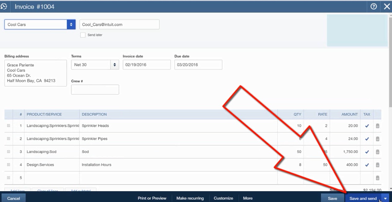 email outstanding invoices in quickbooks