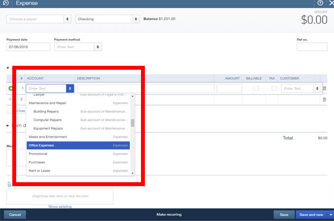 how to enter expenses in quickbooks desktop 2019