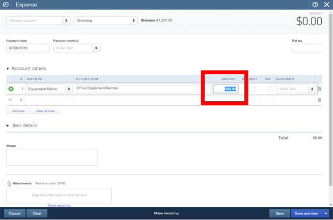 how to record expenses in quickbooks