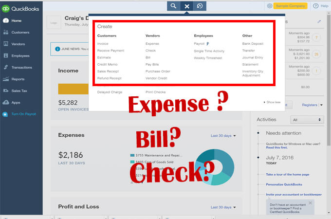 Image result for Quickbooks expense image