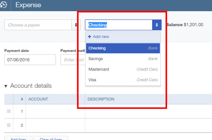 bill vs expense in quickbooks online