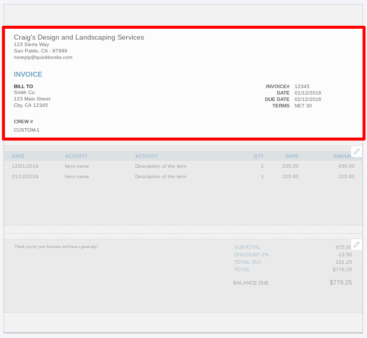 creating custom invoices transaction express