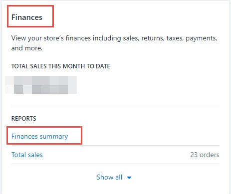 How to run finances summary report in Shopify