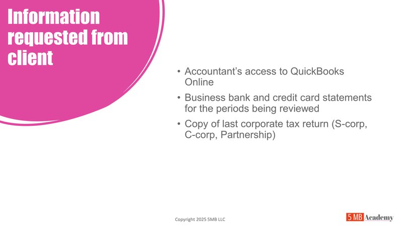 information from client for a paid diagnostic review